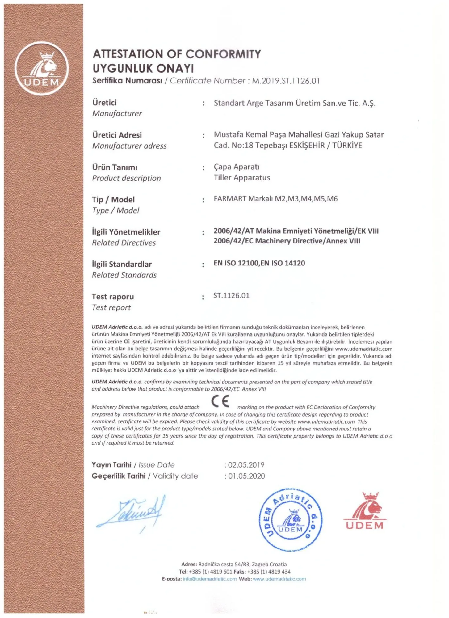 CE Conformity Approval (UDEM)